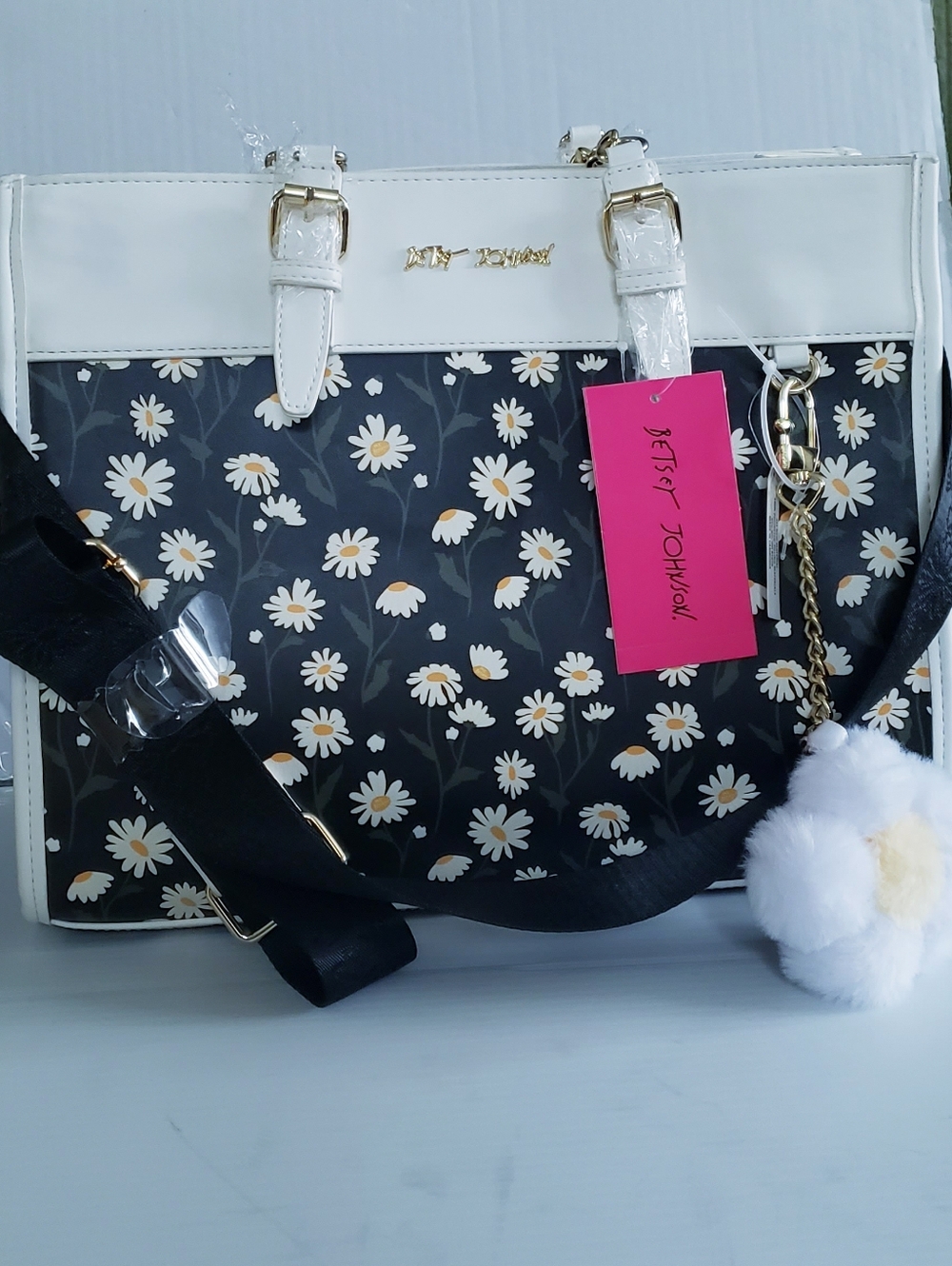Faux Leather XOBECA-U Daisy Print Tote/Satchel Bag -NWT
